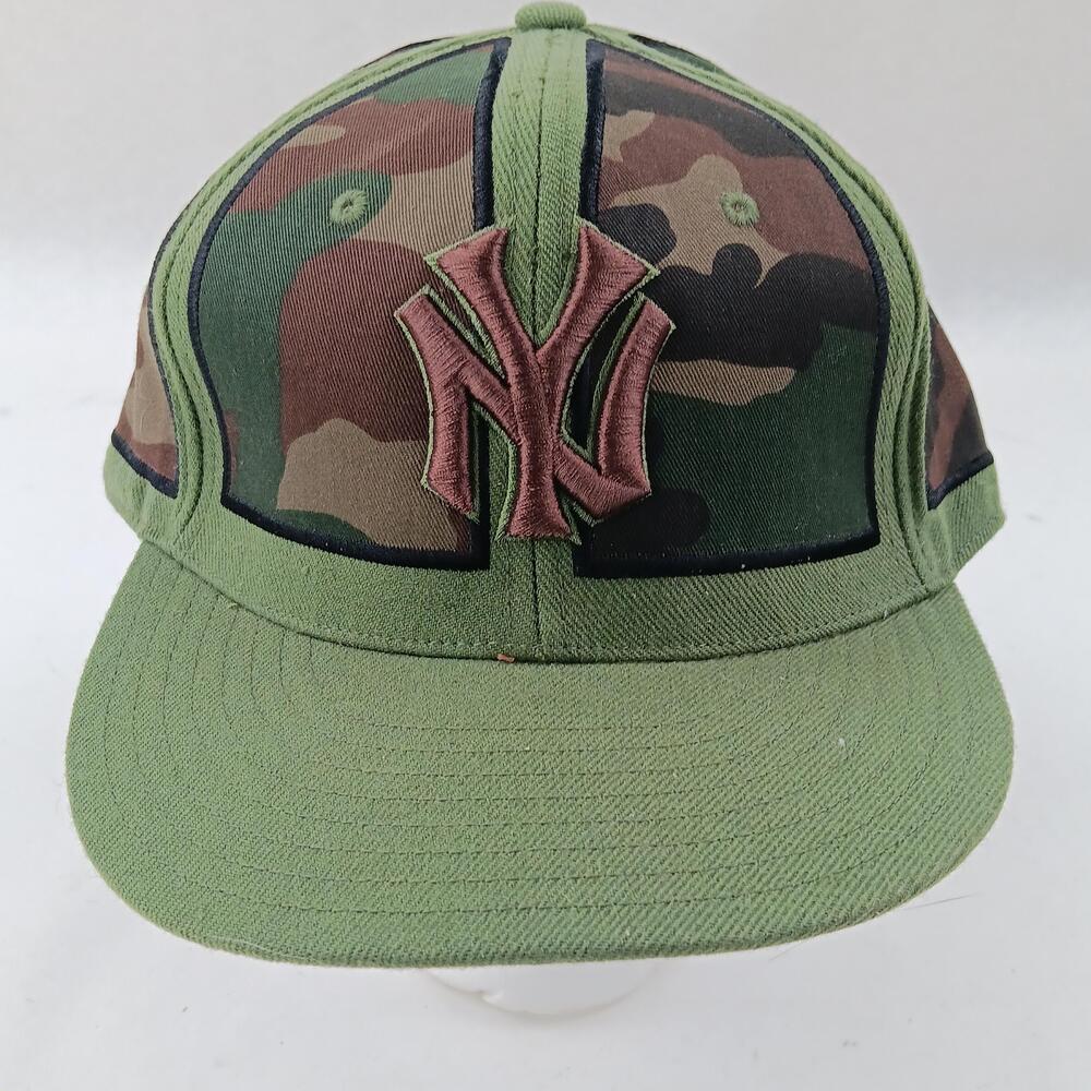New York Yankees Hat Cap Fitted Mens 7 5/8 Camo MLB Baseball American Needle